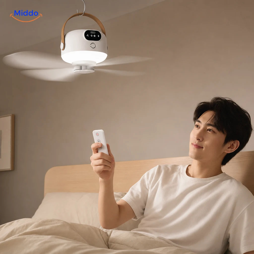 Night Breeze Fan™ | Serene Sleep Solution in White, worn by a model