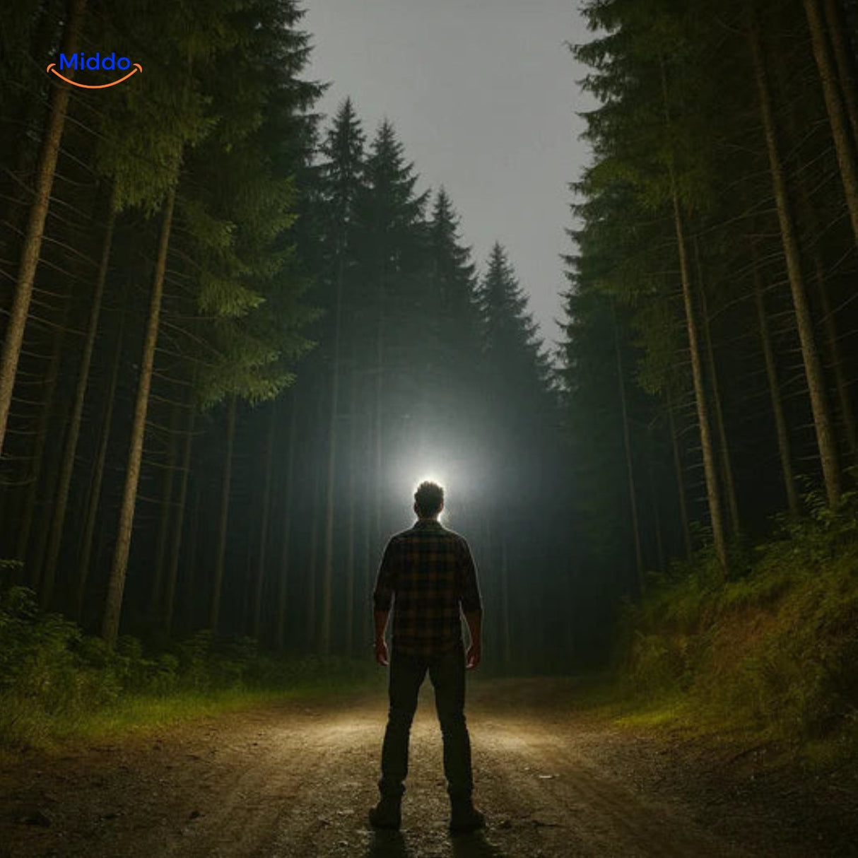 NightRay bright light beam cutting through darkness in forest
