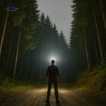 NightRay bright light beam cutting through darkness in forest