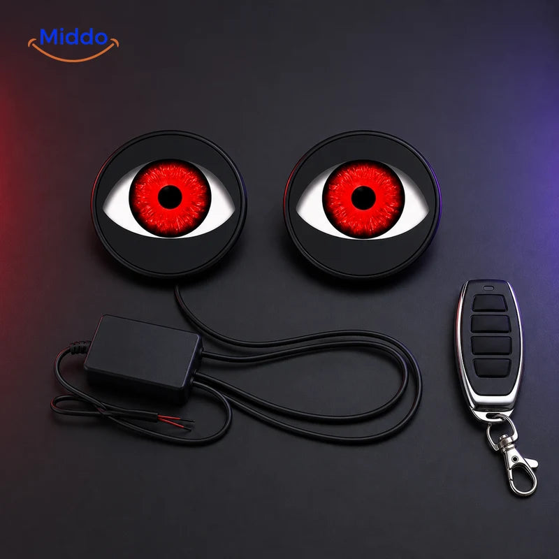 NightStare flat Devil Eye pair with 33 synchronized modes and 4-button remote
