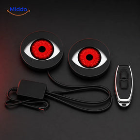 NightStare flat Devil Eye pair with 6 synchronized modes and 2-button remote