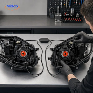 Step 2: mount the NightStare pair symmetrically and route wiring to one controller