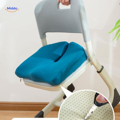 Durable memory foam seat cushion with non-slip base and premium material construction.