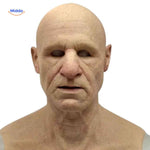 Subtle clean-shaven old man latex mask with refined aging details.