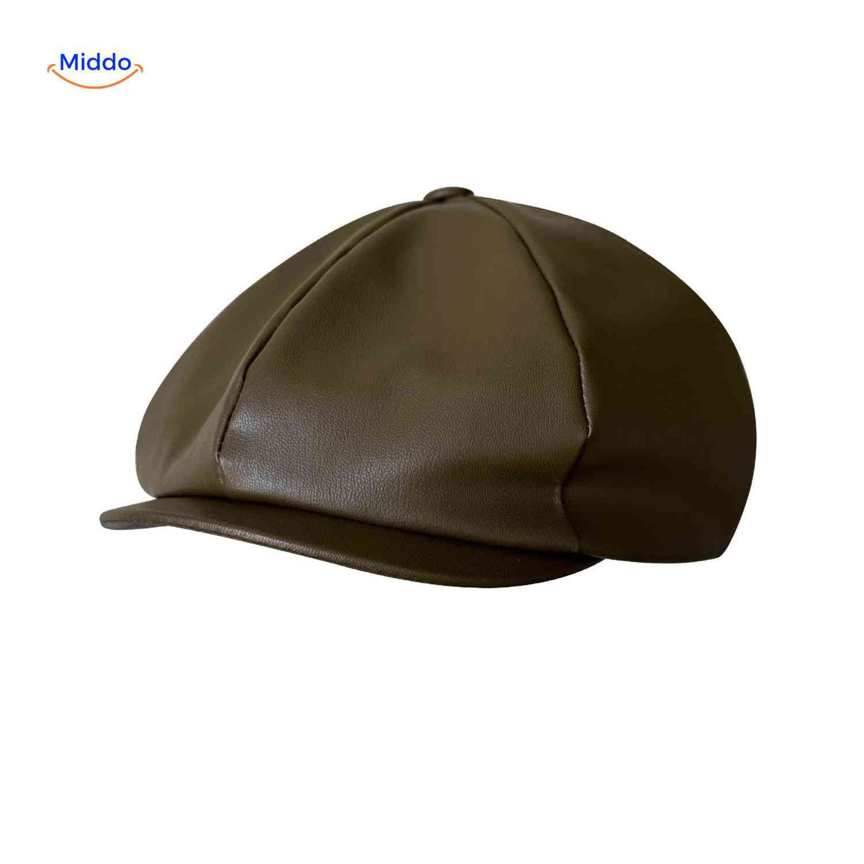 Olive leather flat cap with vintage newsboy heritage and all-season comfort.