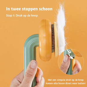KatKam comb with one-button press self-cleaning mechanism for convenience.