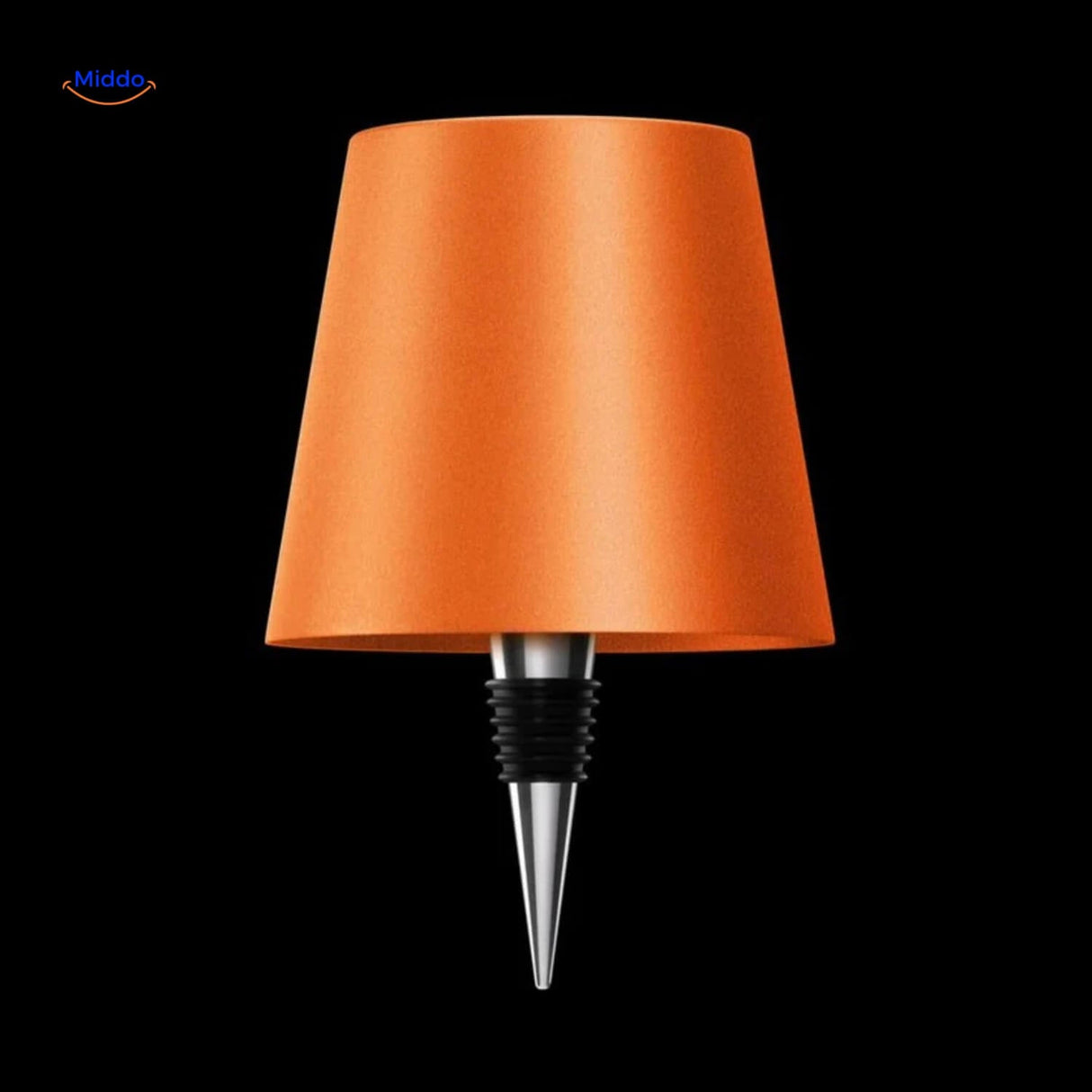 Orange rechargeable dimmable bottle lamp bringing warm vibrant light.