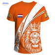 Orange Netherlands football t-shirt front view with classic team design.