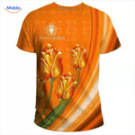 Side profile showing Netherlands sports tee fit and construction.