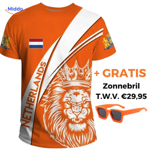 Orange Netherlands t-shirt front view showing quality fabric and vibrant color.