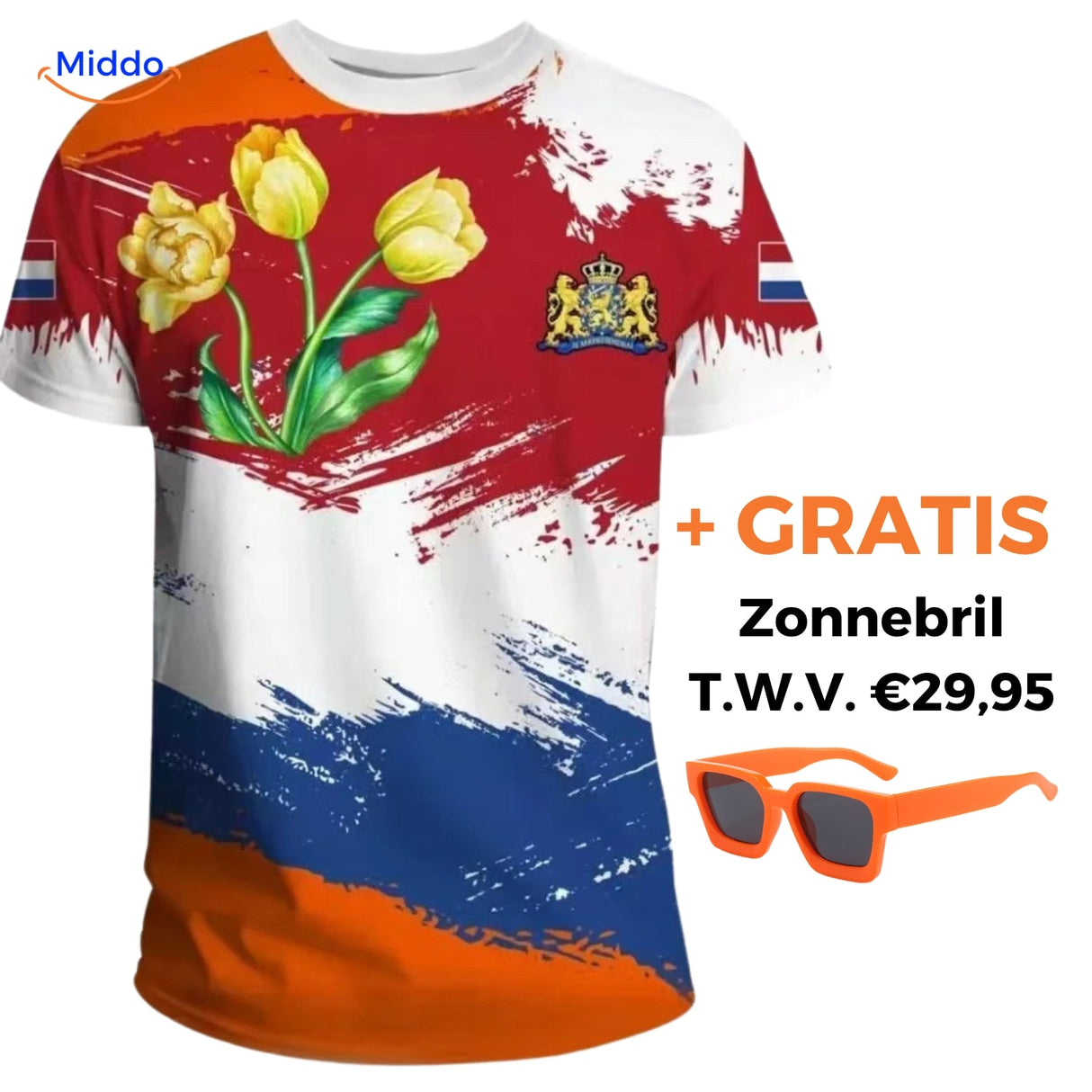 Netherlands supporter shirt detail showing color accuracy and print quality.