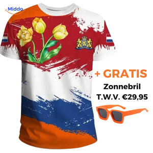 Netherlands supporter shirt detail showing color accuracy and print quality.