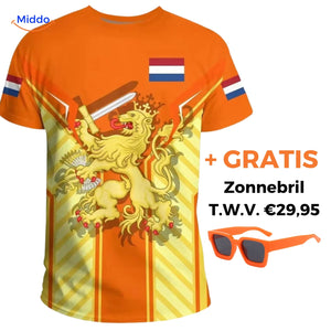 Orange Netherlands fan t-shirt lifestyle wear perfect for match day.