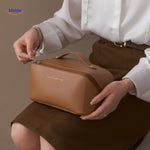 Orange stylish makeup travel bag for cosmetics