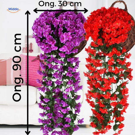 Artificial orchid cascade dimensions and size specifications.