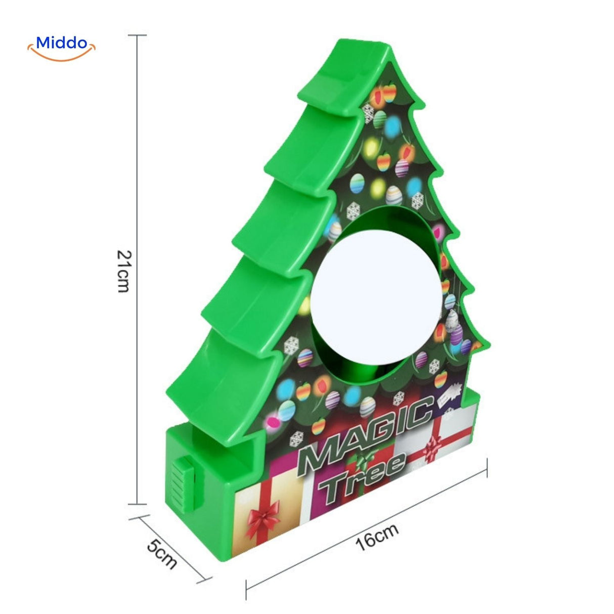 TreeMendous ornament painting kit displayed with Christmas tree showing size and scale of ornaments.