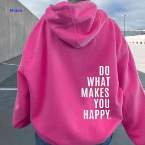 Dusty pink oversized hoodie with white text design.