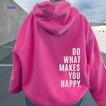 Dusty pink oversized hoodie with white text design.