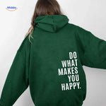 Green oversized hoodie featuring white text design.