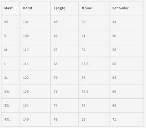 Size chart showing measurement guide for women's hoodie.