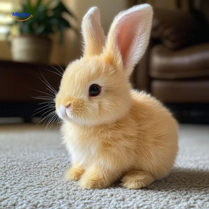 Pastel yellow soft rabbit plush toy, a cuddly gift for boys and girls of all ages.