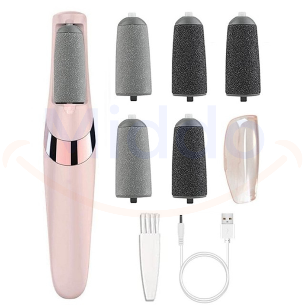 Full electric callus remover set with all parts and replacement heads