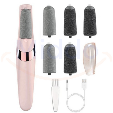 Full electric callus remover set with all parts and replacement heads
