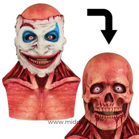 Realistic Halloween mask showing both double-face design variations and details
