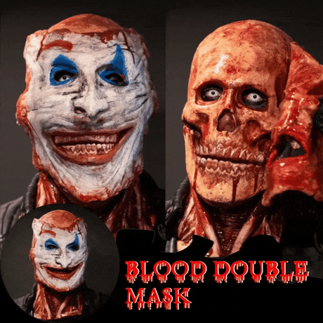 Ultra realistic peel-off Halloween mask with blood effect and double face design