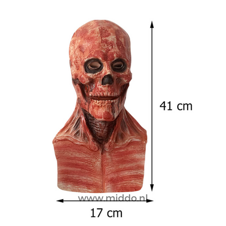 Peel-off mask with size specifications and scale reference for Halloween costume fit