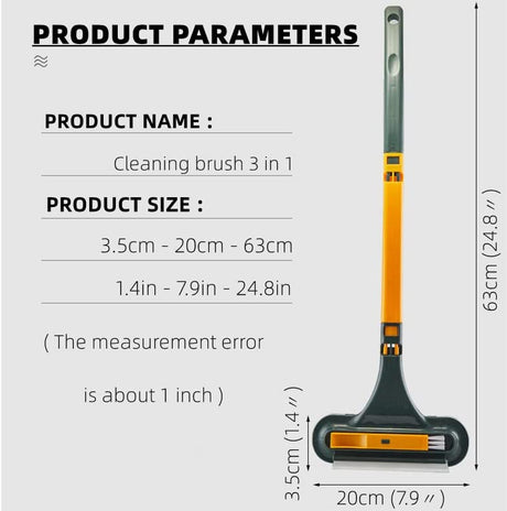 MultiBrush pet hair remover product specifications with detailed measurements.