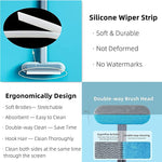 Ergonomic pet hair remover with silicone squeegee for multisurface cleaning.