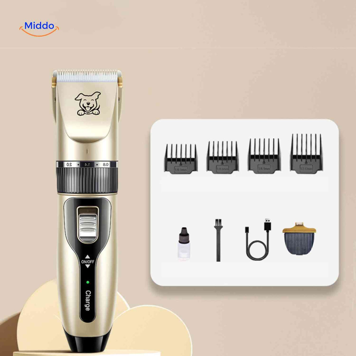 Complete FurEase trimmer set with grooming accessories and attachments.
