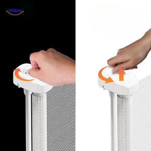 Retractable gate providing pet containment and safe room separation.