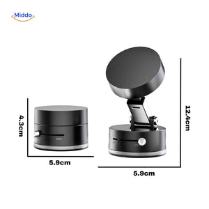 Phone holder size specifications showing compact portable dimensions.