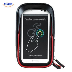 Waterproof motorcycle mount with responsive touchscreen-friendly protective window.