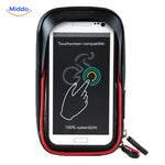 Waterproof motorcycle mount with responsive touchscreen-friendly protective window.