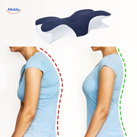 Ergonomic pillow supporting correct spine posture and alignment improvement