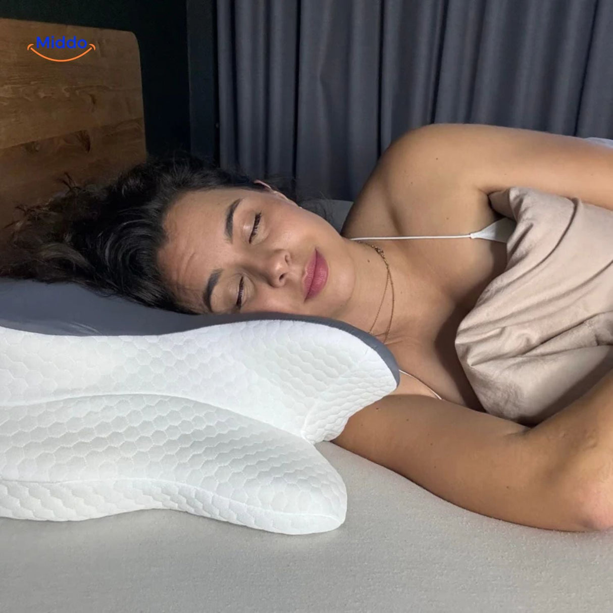 Ergonomic pillow offering proper support for comfortable stomach sleeping position