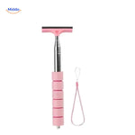 Pink mini window squeegee with soft foam grip and detachable wrist loop.