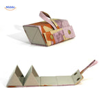 Pink floral 2-slot velour foldable eyeglasses case shown closed with floral pattern detail.
