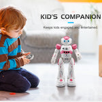 Pink interactive robot featuring advanced voice recognition technology.