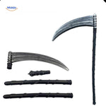Plastic sickle weapon accessory assembled from multiple pieces.