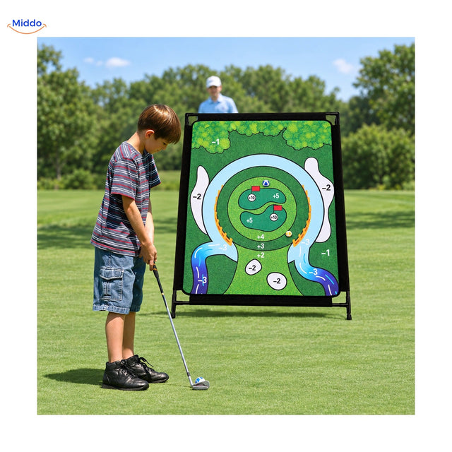 Playing backyard golf with the GolfMaster target