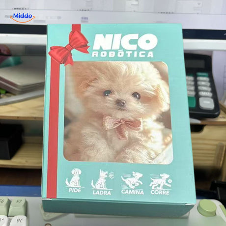 Plush bunny toy reveal moment with gift box opening, showing the soft cuddle toy inside.