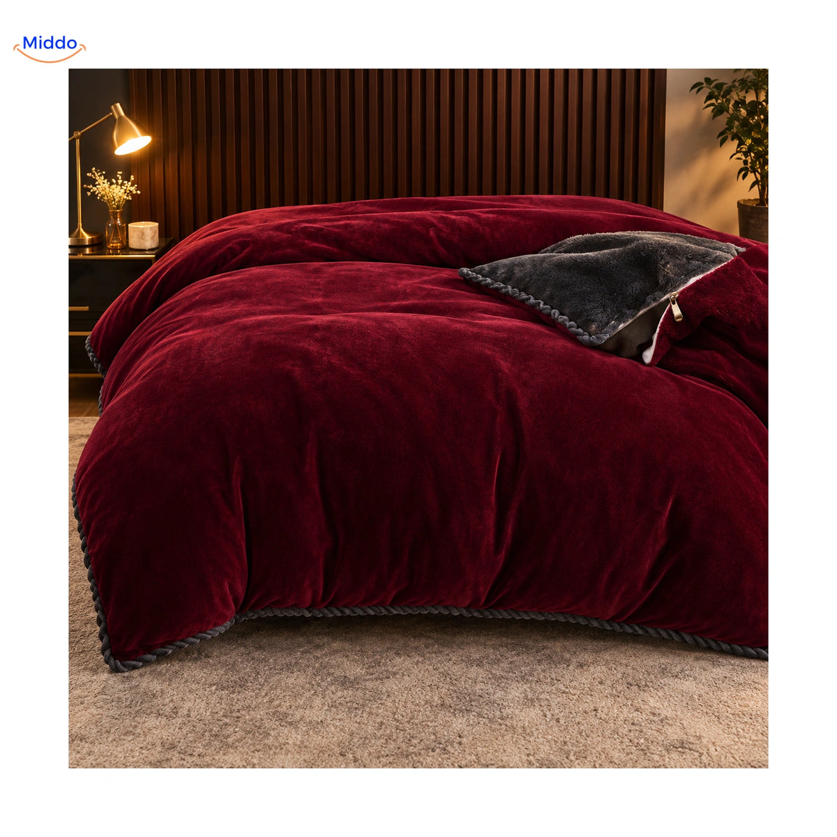 Plush duvet cover: burgundy with dark reverse