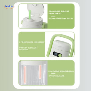 Cordless blender with convenient handle and durable construction.
