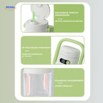 Cordless blender with convenient handle and durable construction.