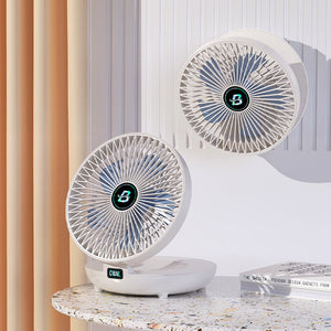 Two portable fans working together to cool multiple rooms efficiently.