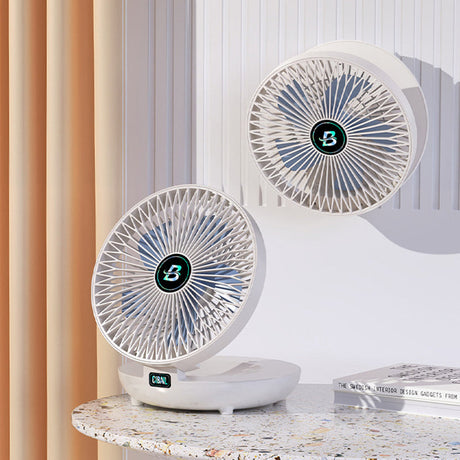 Two portable fans working together to cool multiple rooms efficiently.